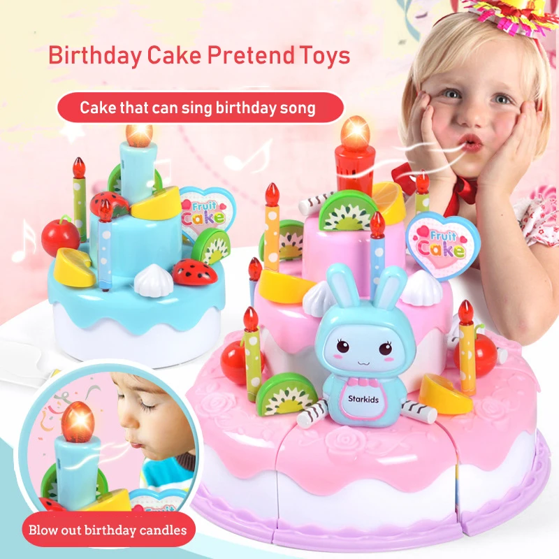 어린이 장난감 시뮬레이션 DIY 생일 케이크 모델 주방 - Kids Outdoor Kitchen Accessories 리뷰 및 가격