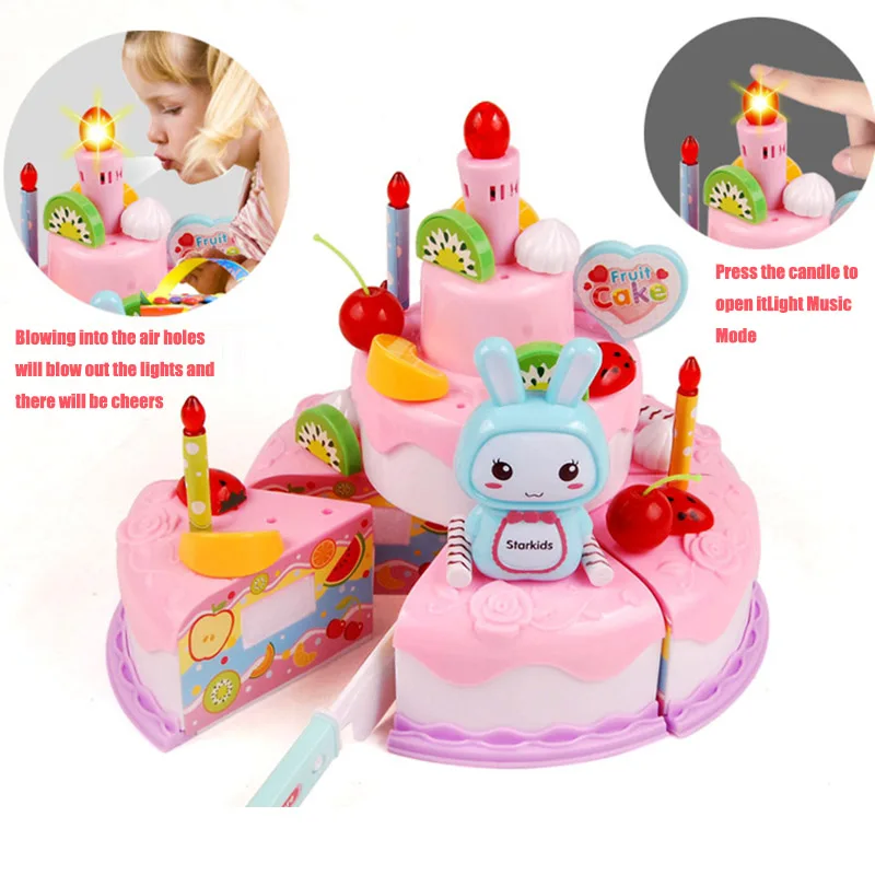 어린이 장난감 시뮬레이션 DIY 생일 케이크 모델 주방 - Kids Outdoor Kitchen Accessories 리뷰 및 가격